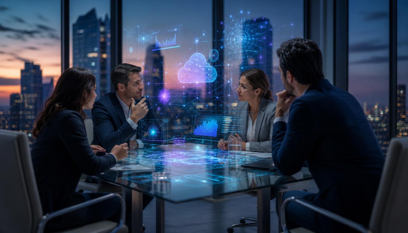 Executive team collaborating on enterprise technology strategy